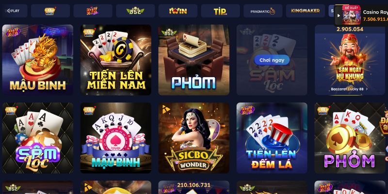Chuyên mục Sòng Bài quy tụ 12 sảnh game