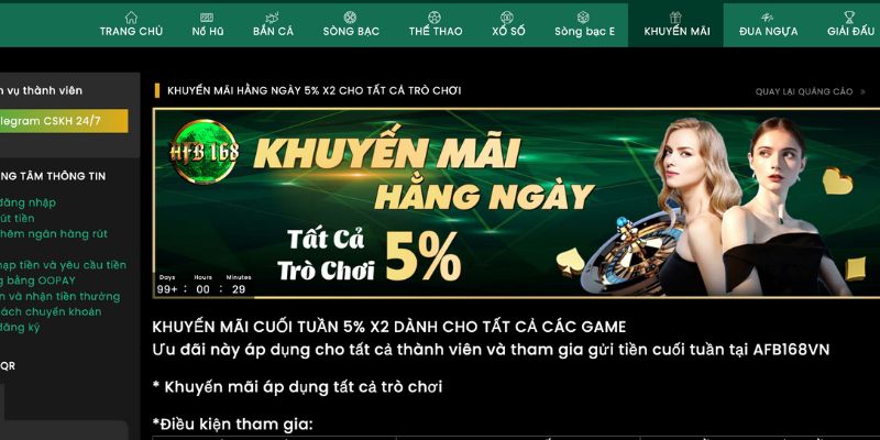 Khuyến khích nạp tiền hoàn thưởng 5% giá trị nạp