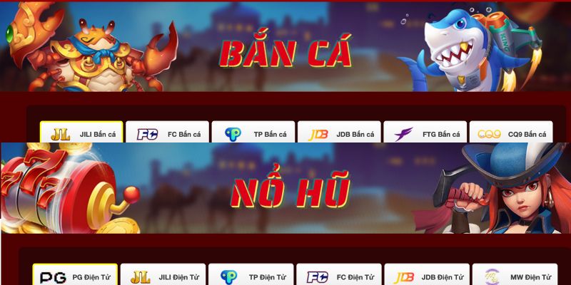 Slot Game & Bắn Cá hợp tác cùng các nhà phát hành hàng đầu